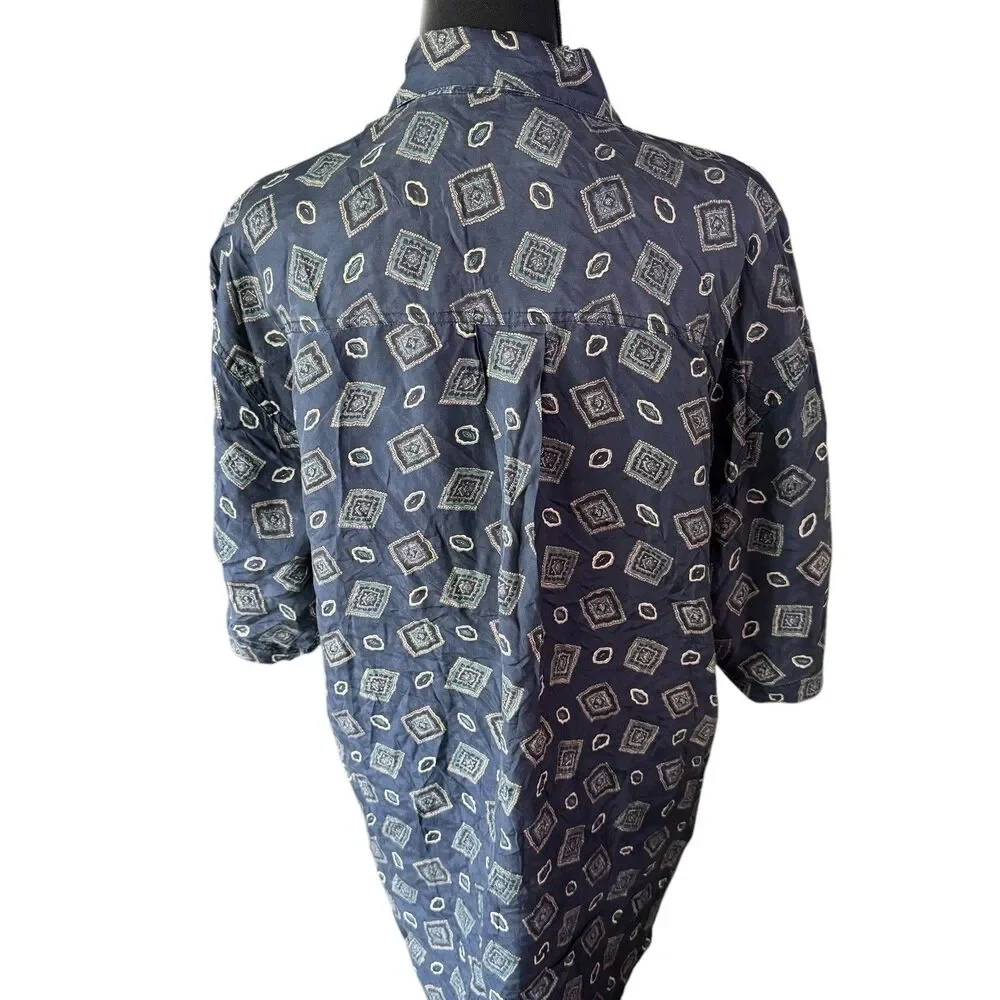 Vintage Porcini  Retro Abstract 100% Silk Button Down Short sleeve L‎ - Picture 4 of 7
